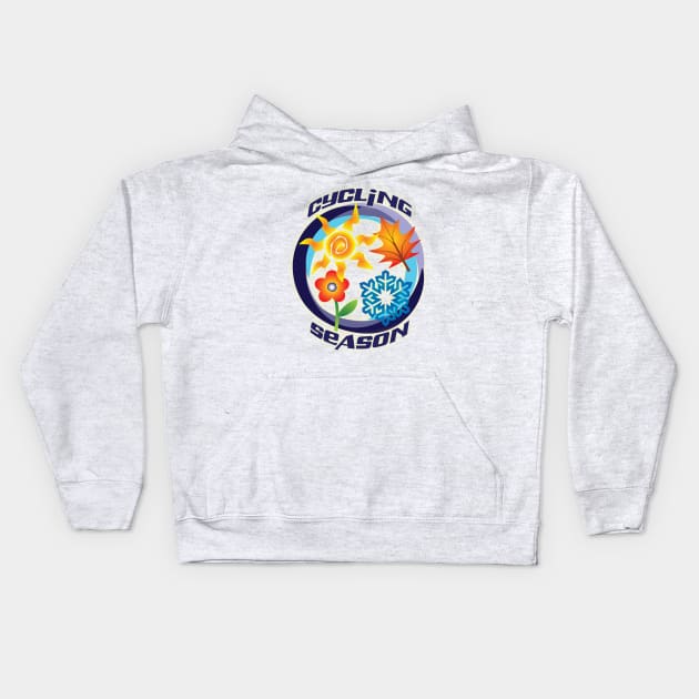 Cycling Season Kids Hoodie by at1102Studio